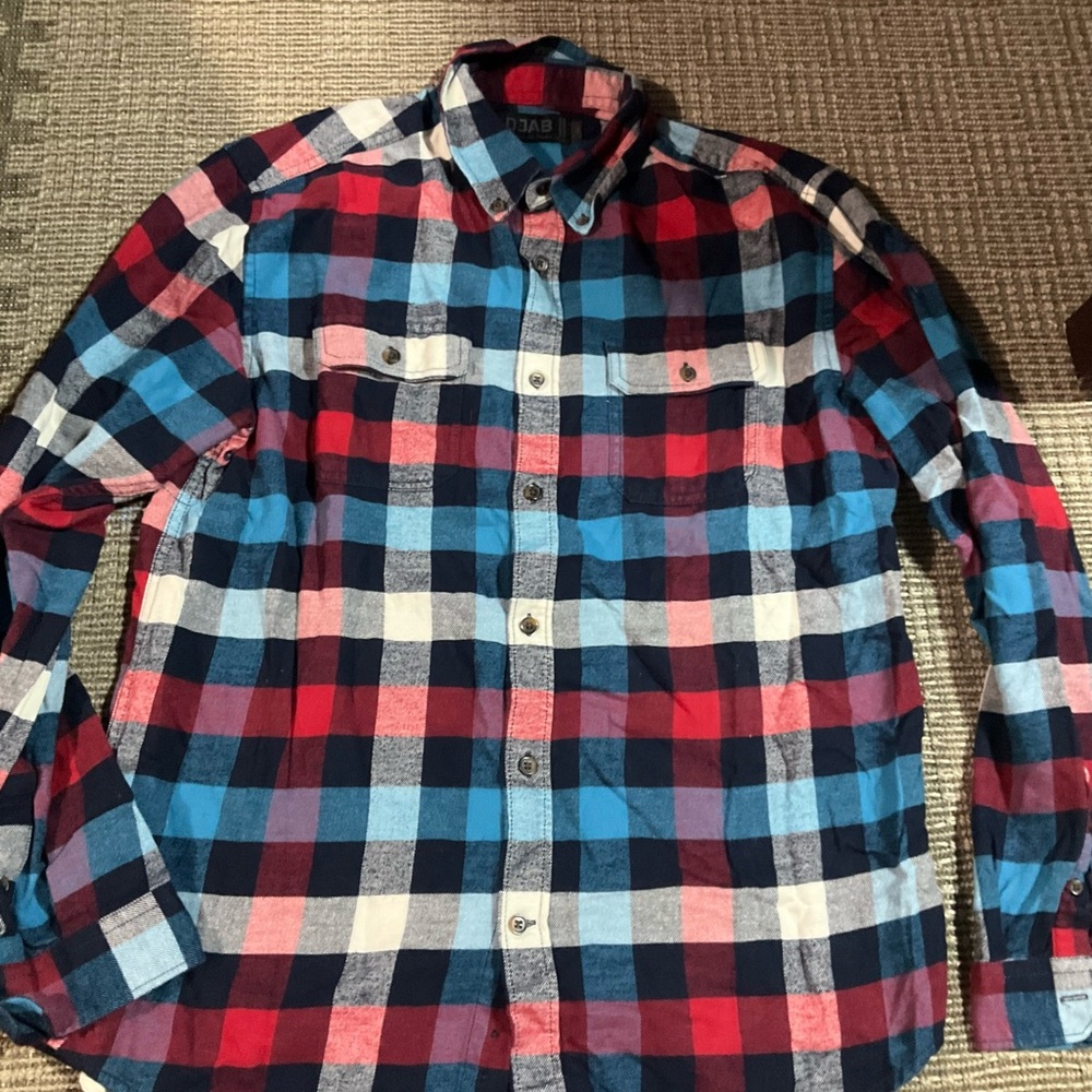 Red and Blue Casual Button Down Shirts with Plaid Patterns